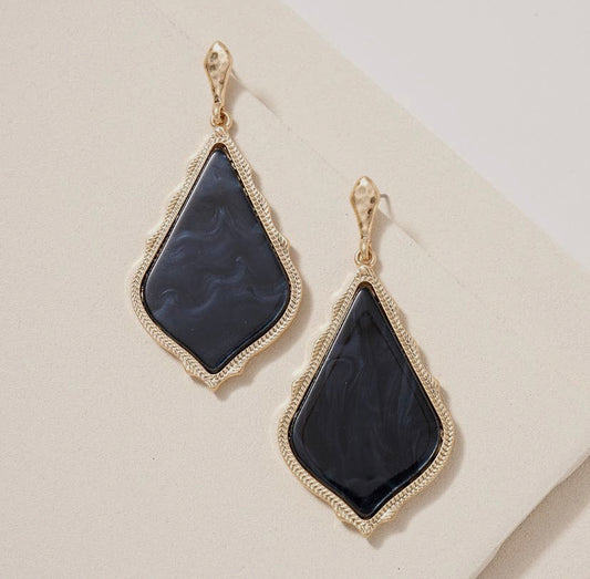 Rhombus Shaped Marbled Acetate Earrings - Moonlight Boutique