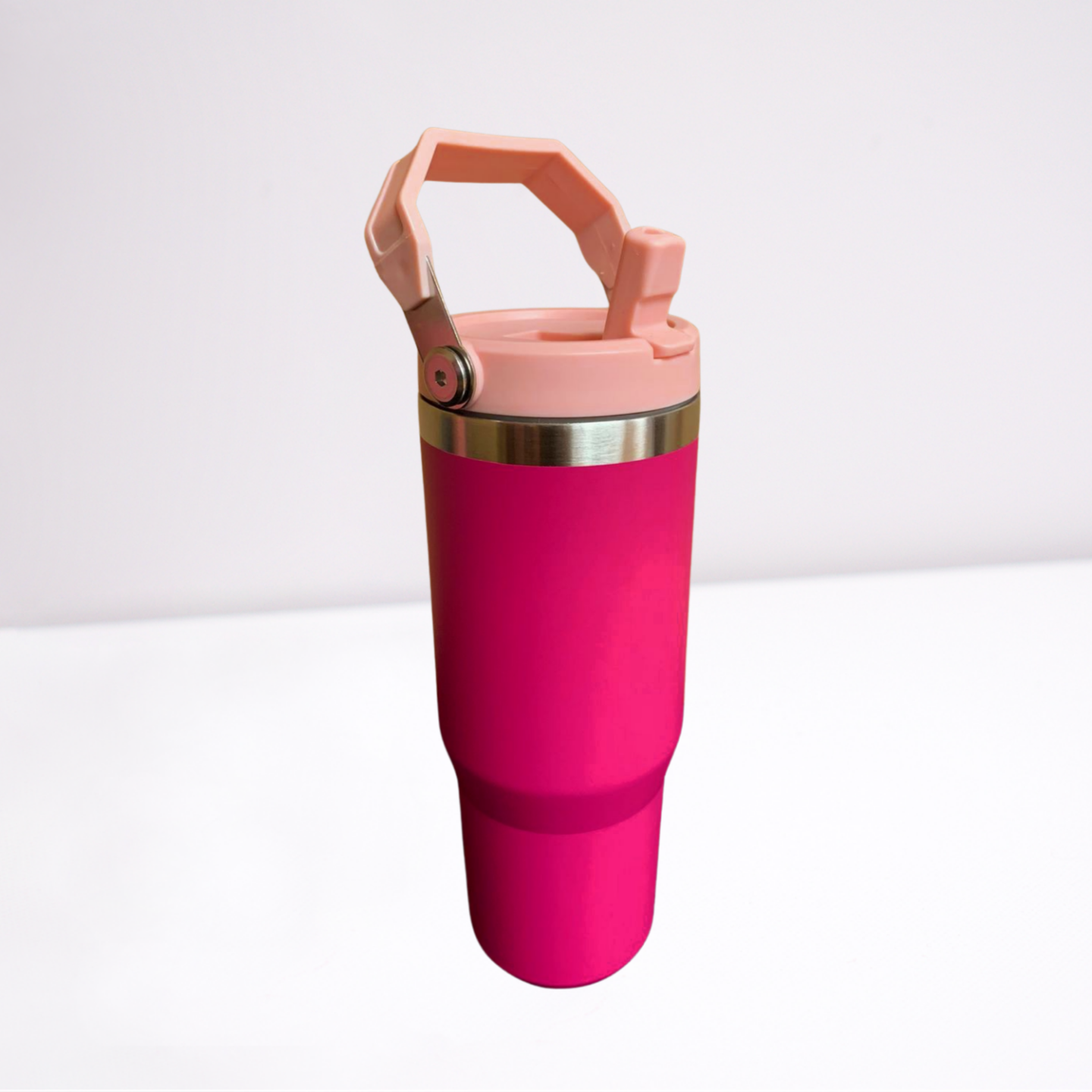 30OZ STAINLESS STEEL FLIP STRAW TUMBLER - HOT PINK - Moonlight Boutique