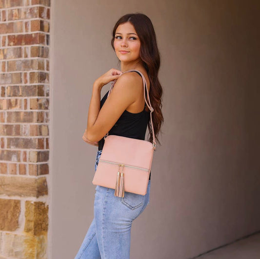 the Pink Kennedy Messenger Bag - Moonlight Boutique