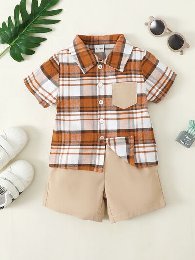 Plaid Pocketed Shirt and Shorts Set - Moonlight Boutique
