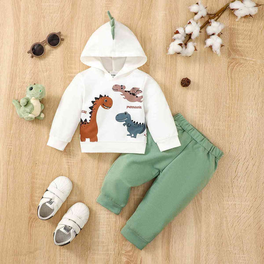 Dinosaur Graphic Hoodie and Pants Set - Moonlight Boutique