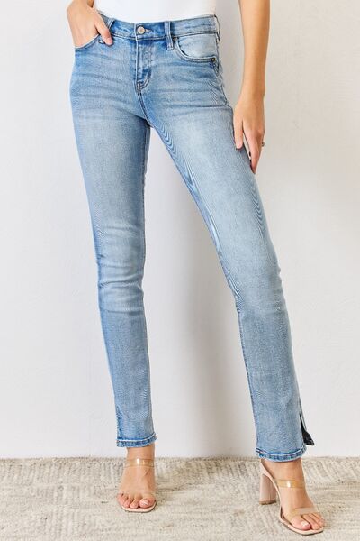 Kancan Full Size Mid Rise Y2K Slit Bootcut Jeans - Moonlight Boutique