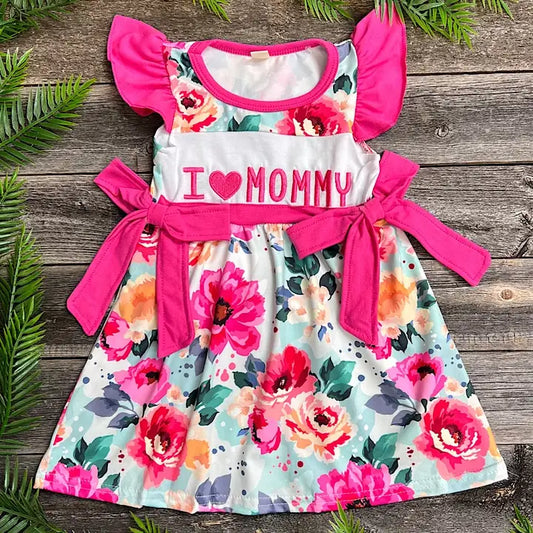 I Love Mommy" Floral Printed Dress