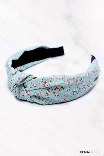 FLOWER PATTERNED KNOTTED HEADBAND, 5.25 INCH - Moonlight Boutique