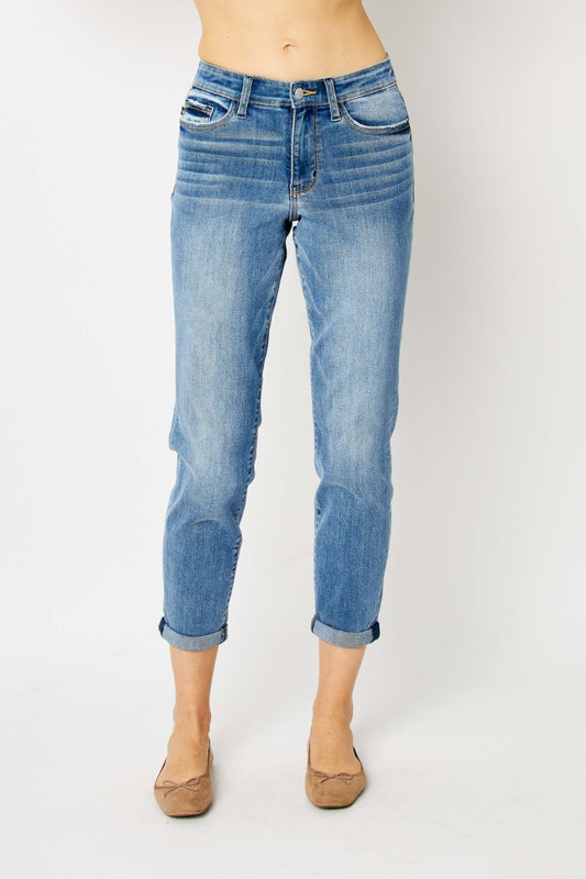 Judy Blue Full Size Cuffed Hem Slim Jeans - Moonlight Boutique