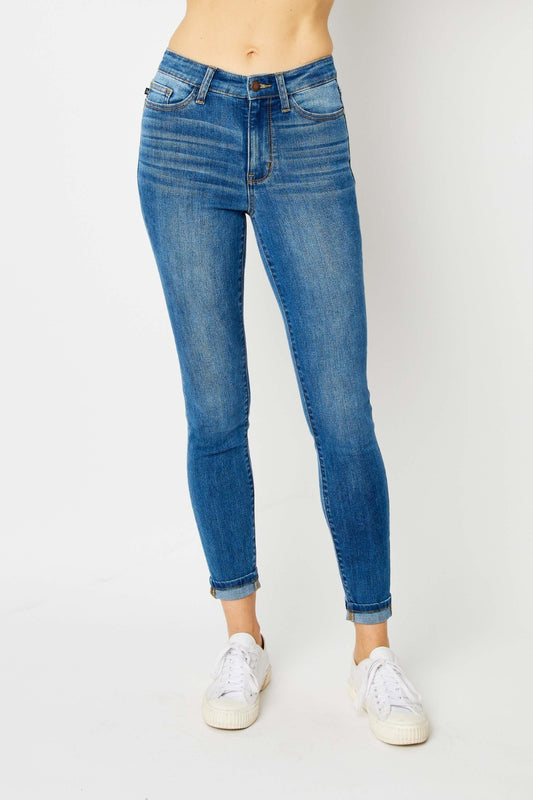 Judy Blue Full Size Cuffed Hem Skinny Jeans - Moonlight Boutique