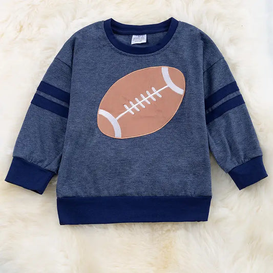 Navy Blue Football Printed Sweatshirt - Moonlight Boutique