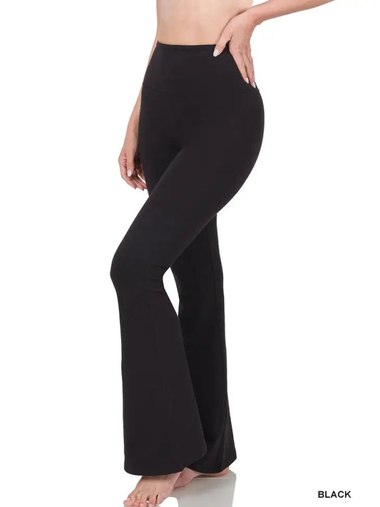 Wide Waistband Yoga Flare Pants - Moonlight Boutique