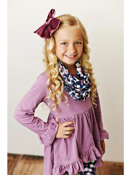 Kids Hi-Lo Lavender & Floral Print 3 Piece Scarf Set - Moonlight Boutique