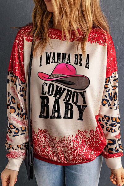 I WANNA BE A COWBOY BABY Round Neck Sweatshirt - Moonlight Boutique