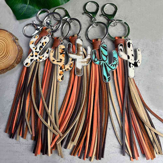 Cactus Keychain with Tassel - Moonlight Boutique
