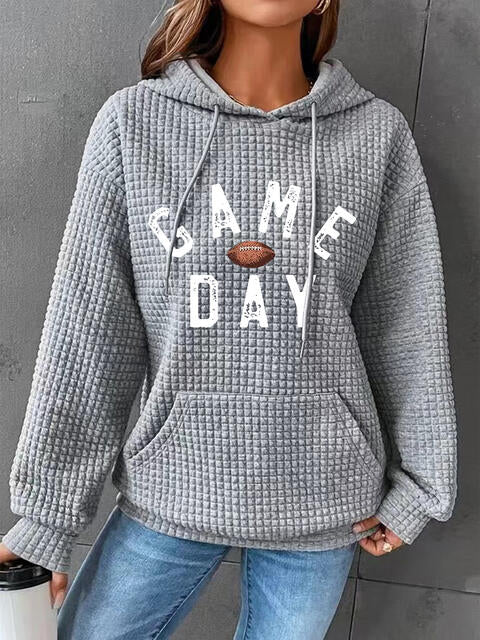 Full Size GAME DAY Graphic Drawstring Hoodie - Moonlight Boutique