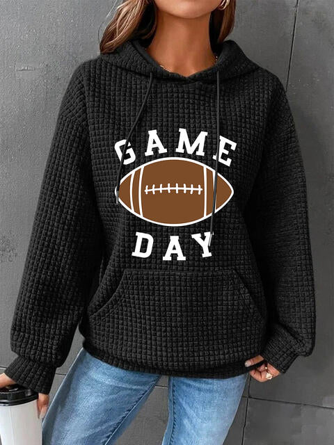 Full Size GAME DAY Graphic Drawstring Hoodie - Moonlight Boutique