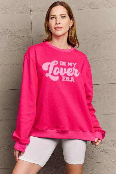 Simply Love Full Size IN MY LOVER ERA Round Neck Sweatshirt - Moonlight Boutique