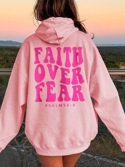 FAITH OVER FEAR Dropped Shoulder Hoodie - Moonlight Boutique