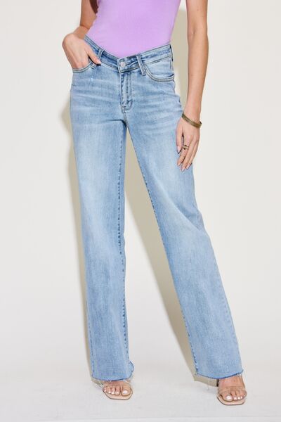 Judy Blue Full Size V Front Waistband Straight Jeans - Moonlight Boutique
