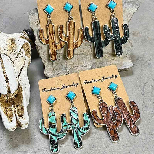 Turquoise Cactus Earrings - Moonlight Boutique