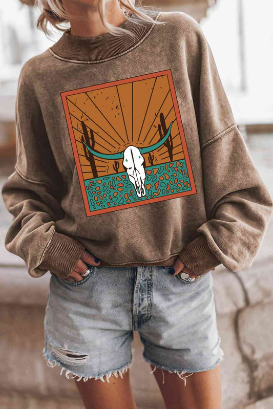 Round Neck Dropped Shoulder Graphic Sweatshirt - Moonlight Boutique